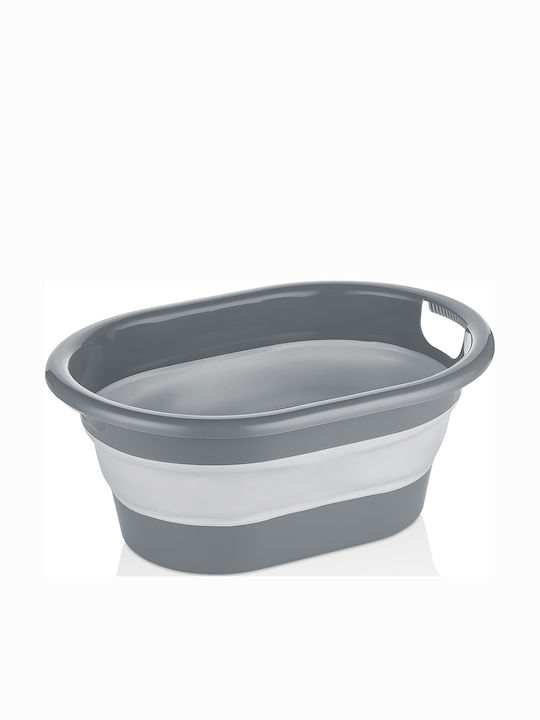 Qlux Καλάθι Απλύτων Πλαστικό Πτυσσόμενο 18lt 50x36x21cm Γκρι