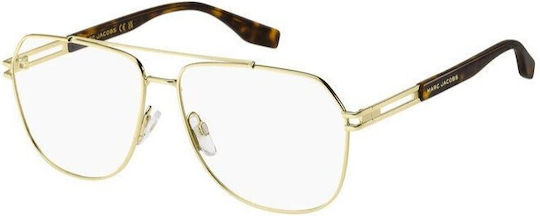 Marc Jacobs Herren Metallisches Brillengestell Gold Marc 751 06J