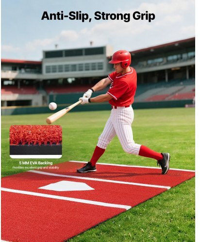 Vevor 366x183cm Baseball Hitting Mat Softball Batting Mat Outdoor Training Red