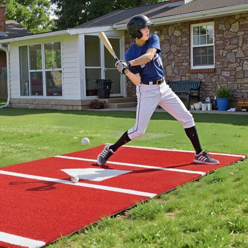 Vevor 366x183cm Baseball Hitting Mat Softball Batting Mat Outdoor Training Red