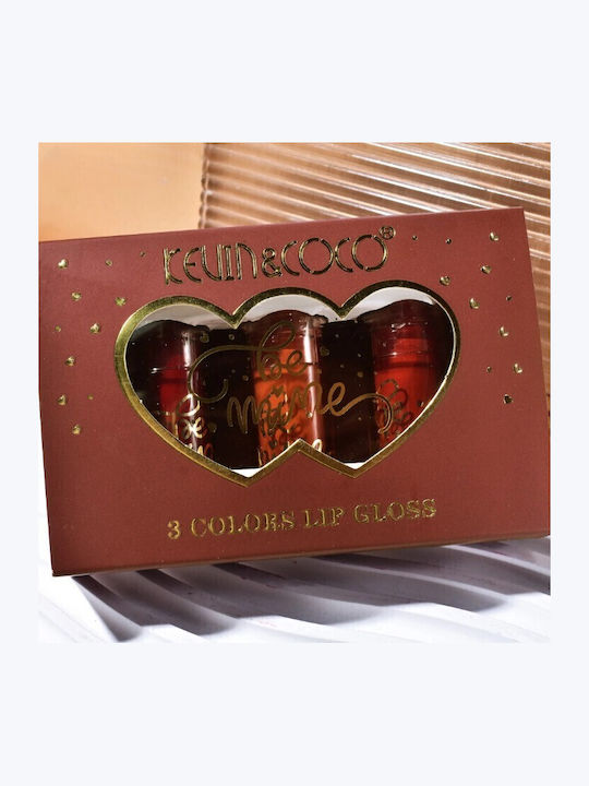 Set Ruj Mat Kevin Coco Be Mine 3 Culori Luciu de Buze 11 X 7.3 X 2.7cm Roz Varianta A