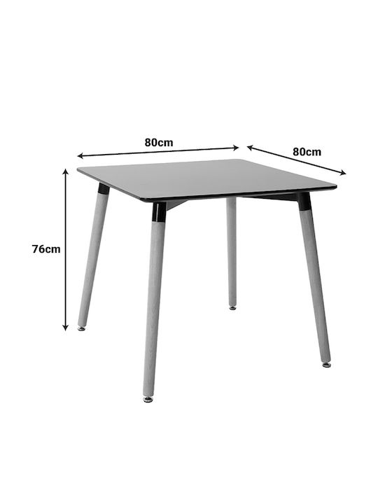 Natali Square Table Dining Room Wooden Black-natural 80x80x76cm