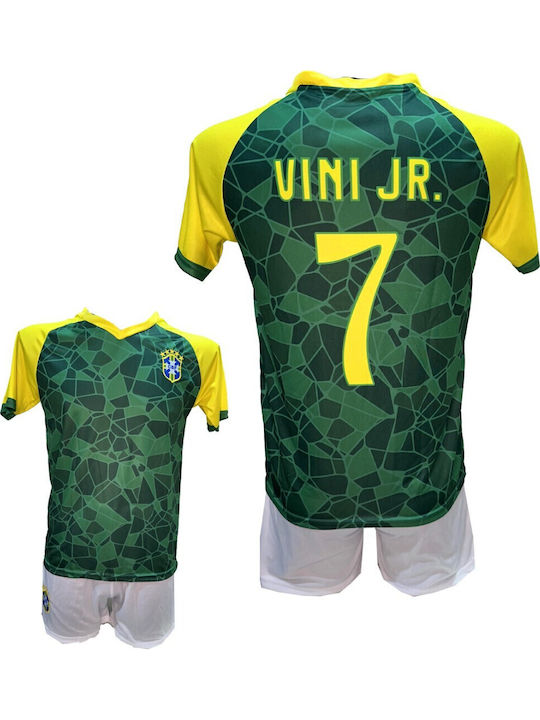 Set Fotbal Copii Echipa Națională Brazilia Vini Verde-galben/alb 270825-11