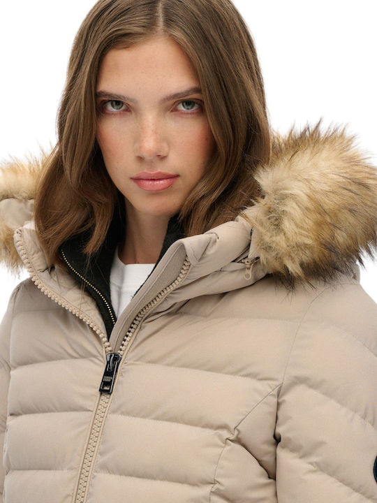 Ovin Fuji Lungă Jachetă de femei Puffer Beige