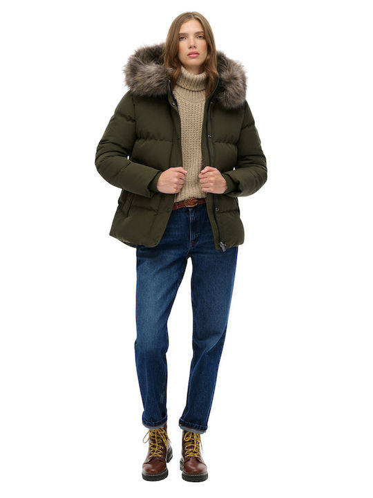 Everest Γυναικείο Puffer Μπουφάν για Χειμώνα Khaki