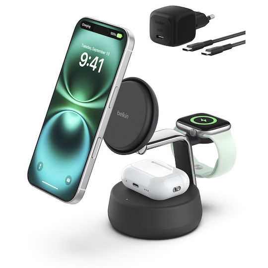 Belkin Ασύρματος Φορτιστής Qi2 25W Μαύρος (UltraCharge Pro)