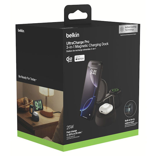 Belkin Ασύρματος Φορτιστής Qi2 25W Μαύρος (UltraCharge Pro)