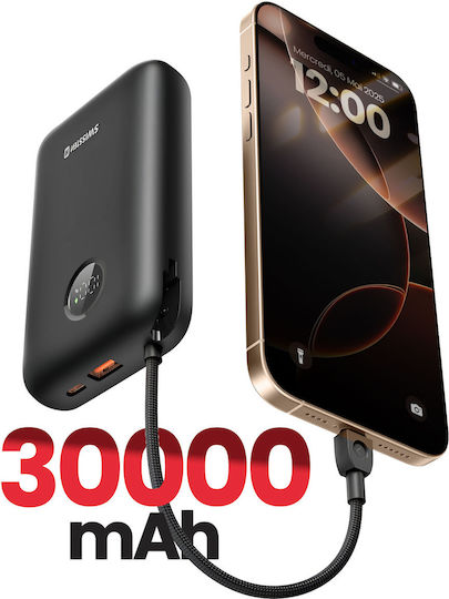 Swissten Voltbox Power Bank 30000mAh 35W με Θύρα USB-A και Θύρα USB-C Power Delivery / Quick Charge Μαύρο