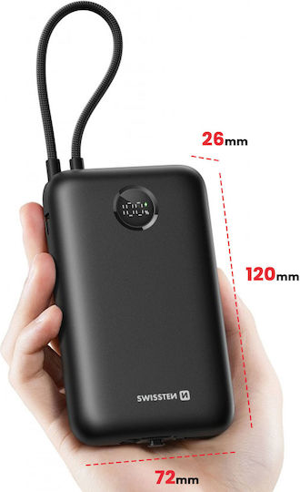 Swissten Voltbox Power Bank 20000mAh 35W με Θύρα USB-A και Θύρα USB-C Power Delivery Μαύρο