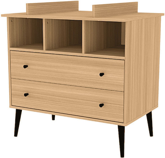 Dulap cu Sertare pentru Bebeluși cu 2 Sertare Bej 96x58x93cm