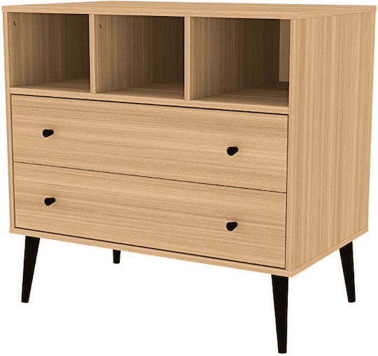 Dulap cu Sertare pentru Bebeluși cu 2 Sertare Bej 96x58x93cm