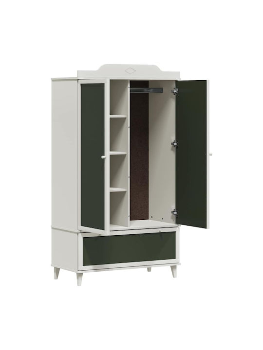 Zwei Türen Schrank mit 1 Schublade Weiß 90x45x165cm