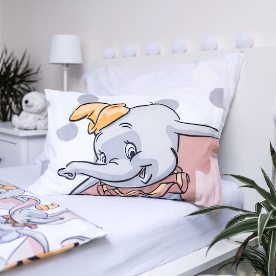Disney Baby Bettbezug Set mit Kissenbezug Dumbo Dots Weiß 100x135cm.