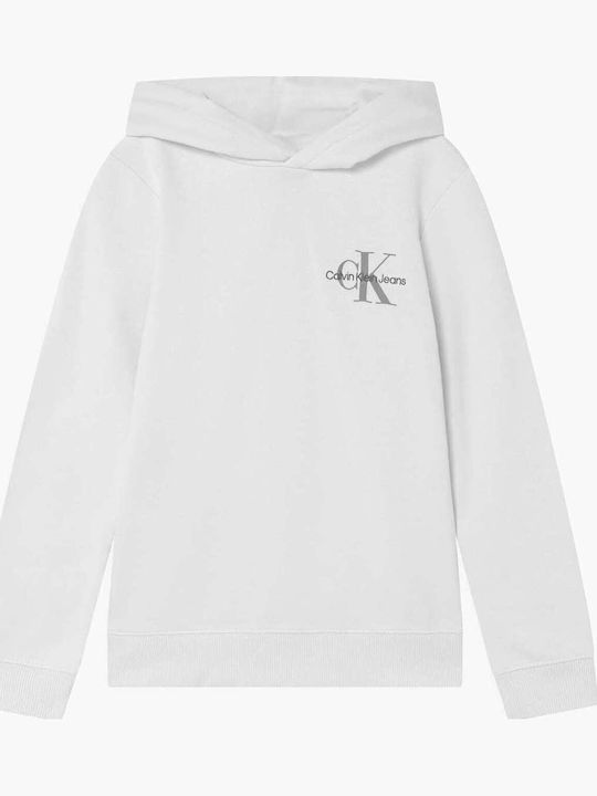 Παιδικό Φούτερ με Κουκούλα και Τσέπες λευκό Monogram