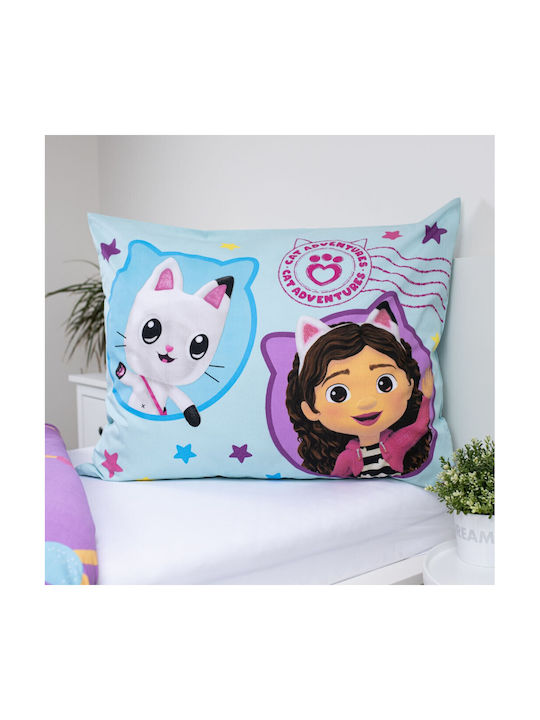 Gabby's Dollhouse Set Kids Duvet Cover Single with Pillowcase Cotton Light Blue 140x200cm