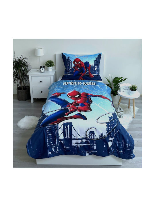 Spiderman Σετ Παιδική Παπλωματοθήκη Μονή Μπλε