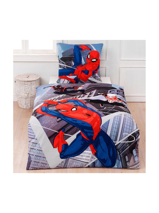 Spiderman Set Kids Duvet Cover Single with Pillowcase Cotton Multicolored 140x200cm