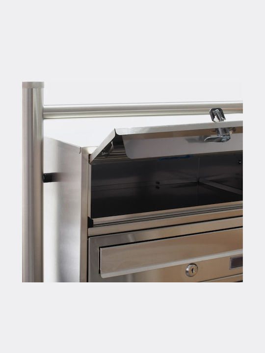 Wiltoc Пощенска Кутия за Блок Inox в Сребрист Цвят 55.6x27x150см