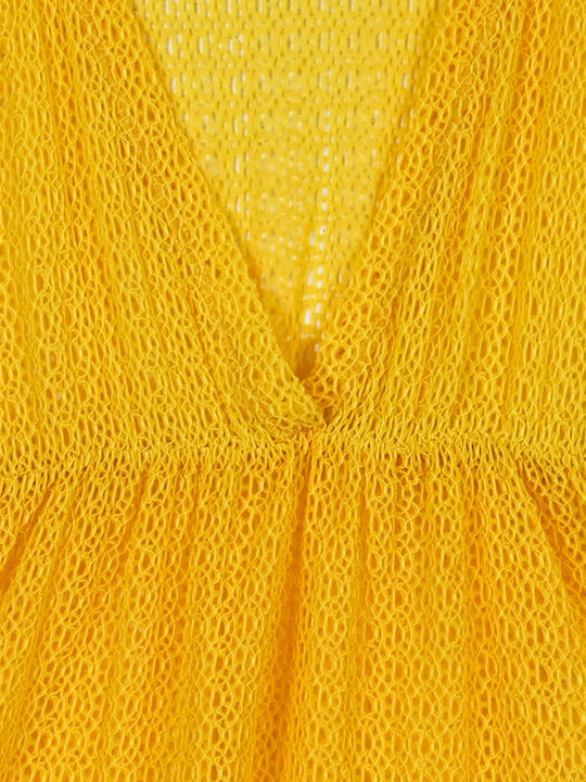 Mädchenkleid Mit Spitze Gelb