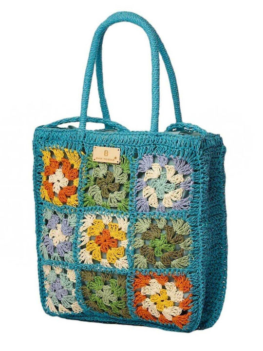 Bag to Bag Ψάθινη Τσάντα Θαλάσσης Μπλε