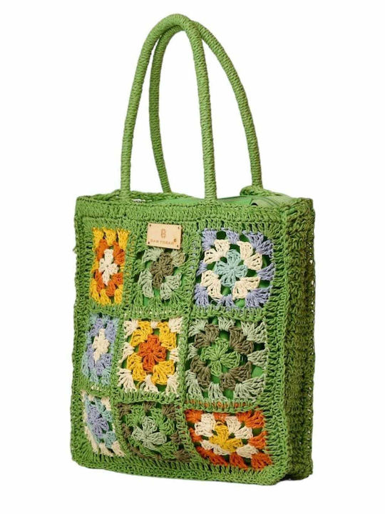 Bag to Bag Ψάθινη Τσάντα Θαλάσσης Πράσινη