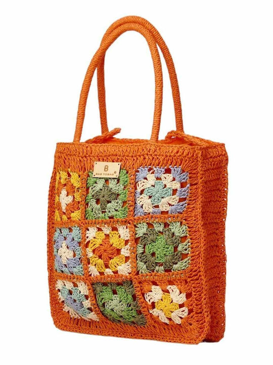 Bag to Bag Ψάθινη Τσάντα Θαλάσσης Πορτοκαλί