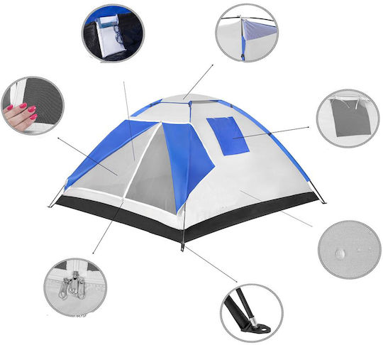 Sommer Campingzelt Iglu Blau Für 4 Personen 240x210x130cm