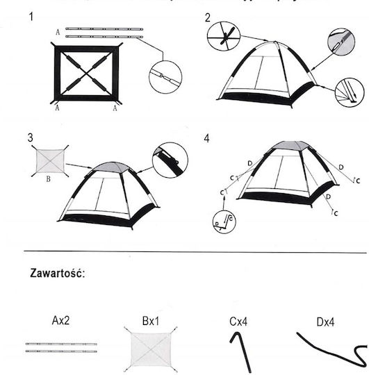 Sommer Campingzelt Iglu Blau Für 4 Personen 240x210x130cm