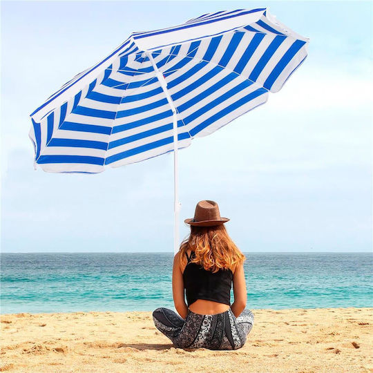 Umbrelă Pliabilă Plajă Diametru 1.8m Albastră
