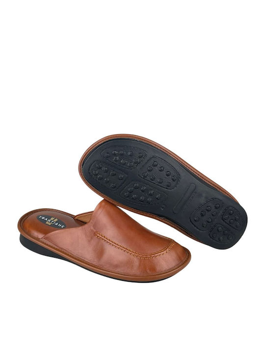 Men's Leather Slippers Brown