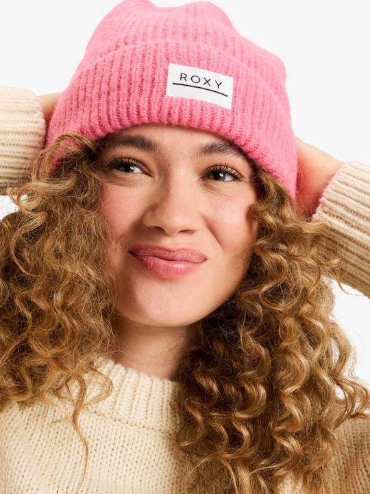Wind Effect Beanie Γυναικείος Σκούφος Πλεκτός σε Ροζ χρώμα