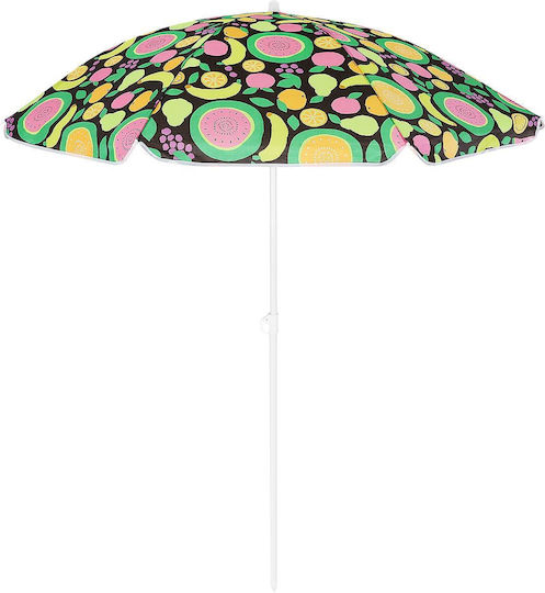 Folding Beach Umbrella Diameter 1.6m Multicolour