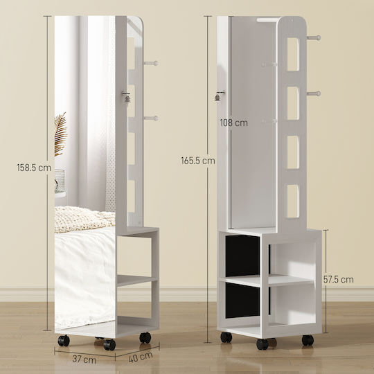 HomCom Καθρέπτης με Λευκό Ξύλινο Πλαίσιο 165.5x40cm