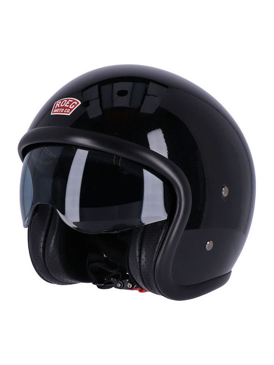 Roeg Sundown Gloss Black Κράνος Μηχανής Jet ECE 22.06 με Sunvisor