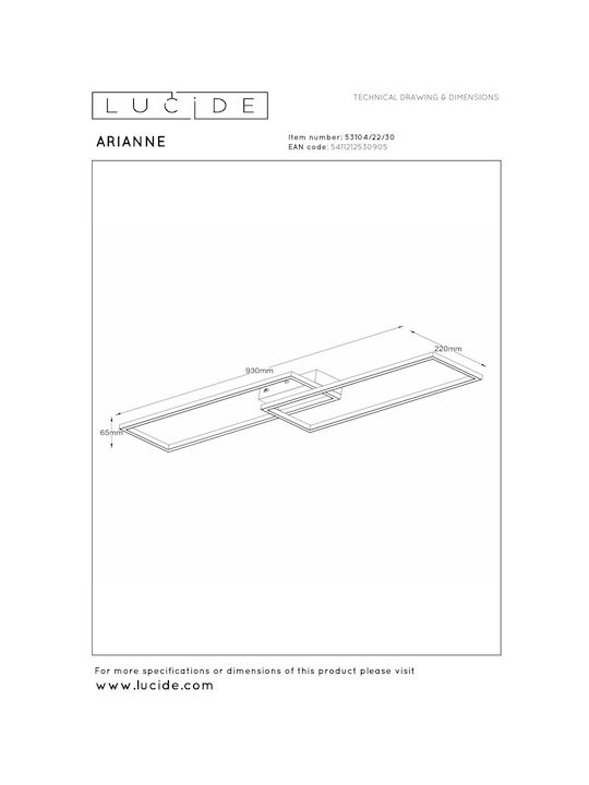 Lucide Lightning Arianne Таванно осветление Черен с Вграден LED