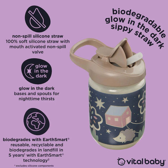 Vital Baby Бебешка чаша с дръжка и сламка от пластмаса 350мл за 12m+m+