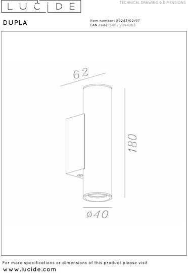 Lucide Lightning Dupla Lamp Wall with Socket GU10 Orange
