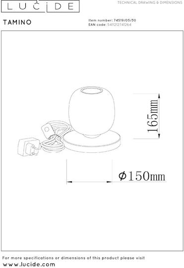 Lucide Lightning Διακοσμητικό Φωτιστικό Tamino LED Θερμό Λευκό 3000K 15x15εκ.