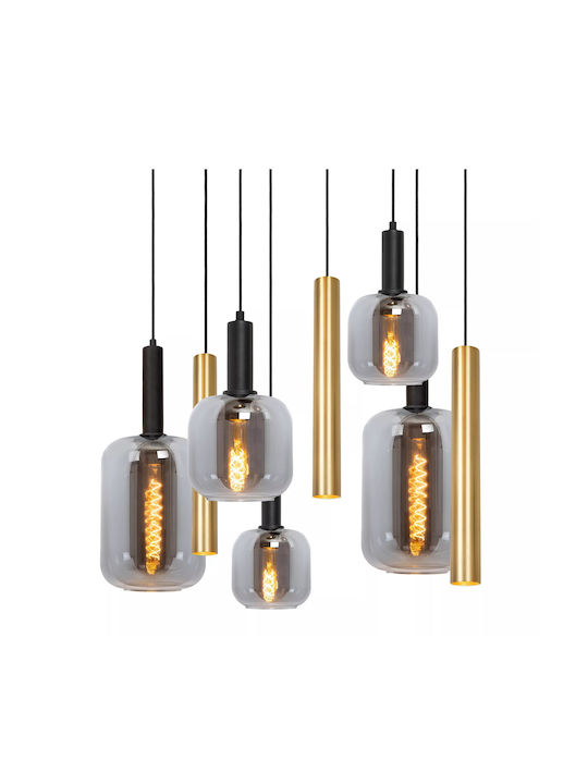 Lucide Lightning Joanet Κρεμαστό Φωτιστικό Καφέ για 6 Λαμπτήρες E27 35x130x150εκ.