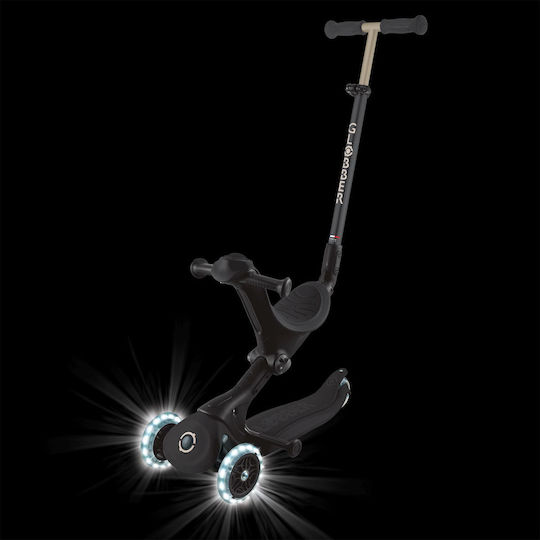 Globber Kinderroller Klappbar Go Up Deluxe Fantasy Lights 3-Rad mit LED-Beleuchtung für 15 Monate Schwarz