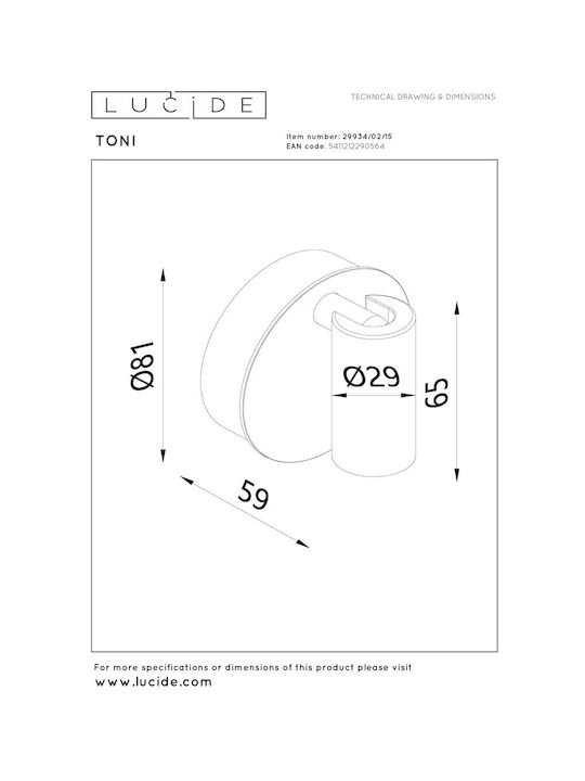 Lucide Lightning Toni Single LED Warm to Cool White Spot in Gray Color
