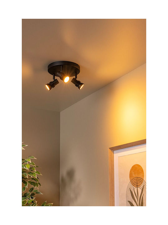 Lucide Lightning Kianti Τριπλό Σποτ με Ντουί GU10 σε Μαύρο Χρώμα