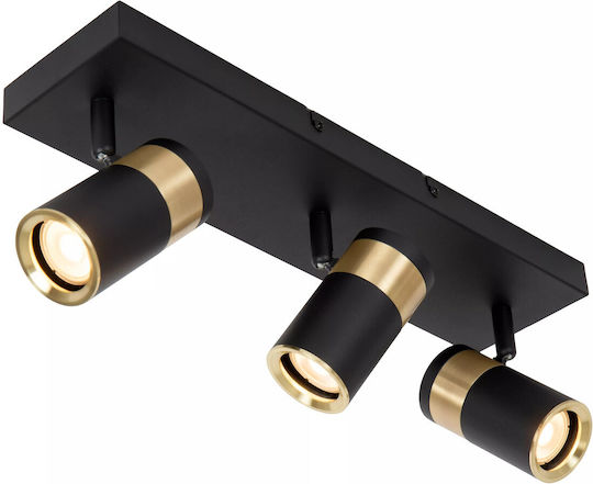 Lucide Lightning Gorik Τριπλό Σποτ με Ντουί GU10 σε Μαύρο Χρώμα