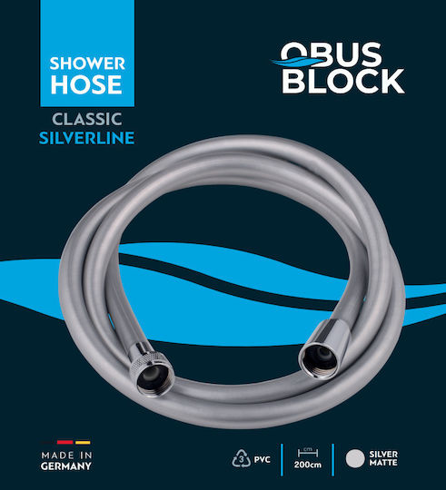 Obus Block Flexible Plastic PVC Shower Hose 200cm Silver