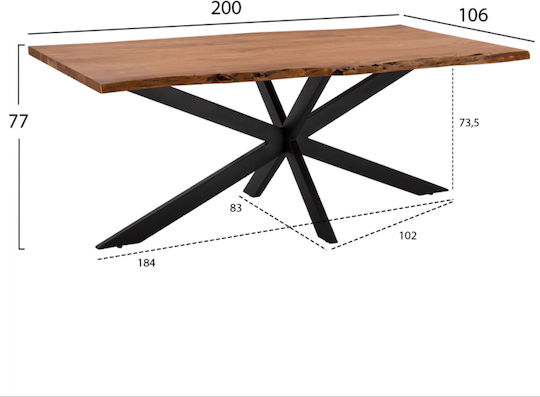 Montana Superior Dining Room Table Natural 200x106x77cm Montana Superior Dining Room Table Natural 200x106x77cm