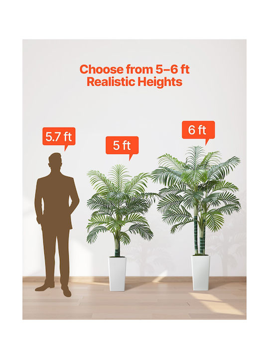 Vevor 1829 Mm Artificial Areca Palm Tree Fake Plant White Planter Indoor