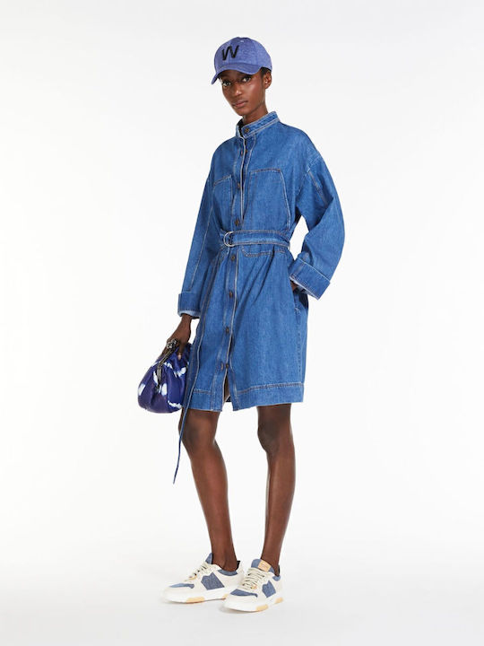 Mini Shirt Dress Dress Navy Blue