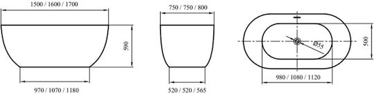 Karag Danae Acrylic Freestanding Bathtub 160x75cm