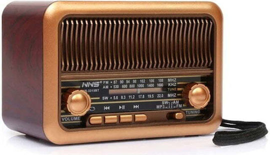 NNS NS-3315BT Retro Tabletop Radio Battery with Bluetooth and USB Red