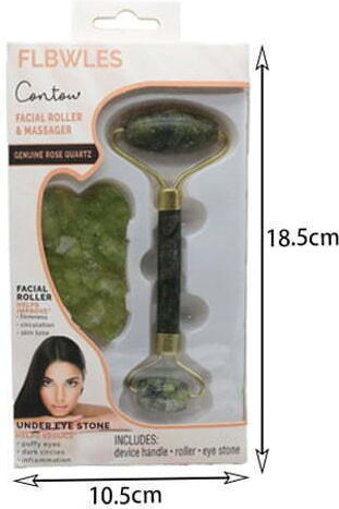 Intimonna Gift Set Face Roller & Gua Sha Tool from Green Quartz 2pcs